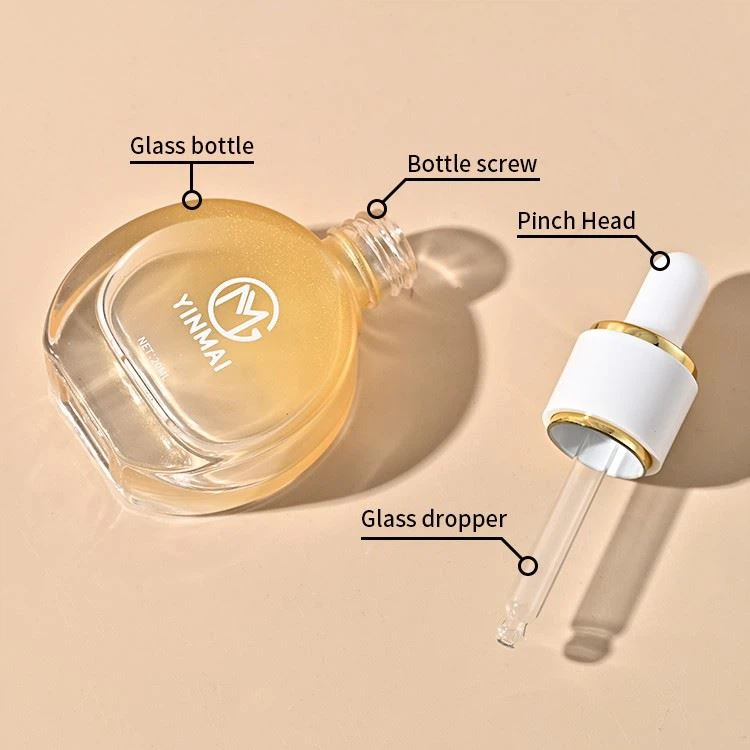 glass round serum bottle with dropper